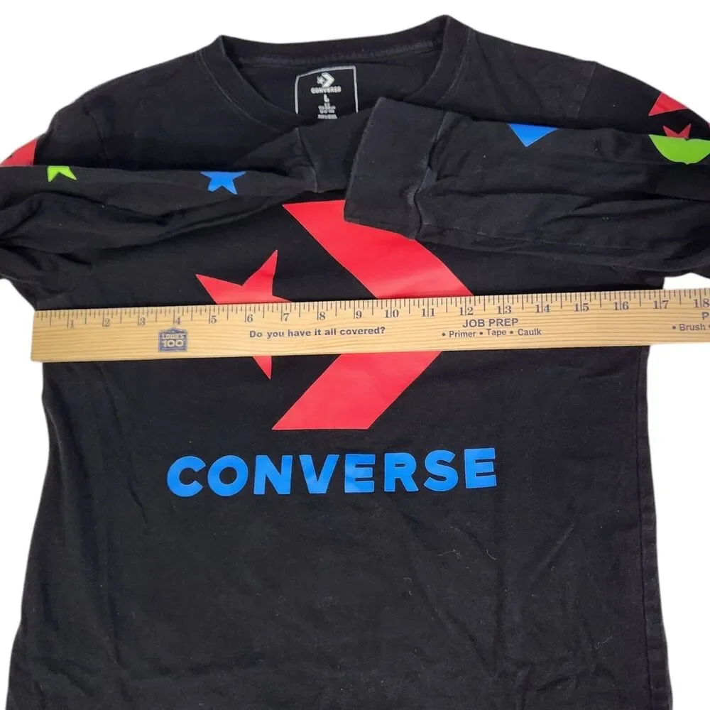 All Star Converse Youth Size Large Long Sleeve Iconic Logo Shirt Crew Neck Black